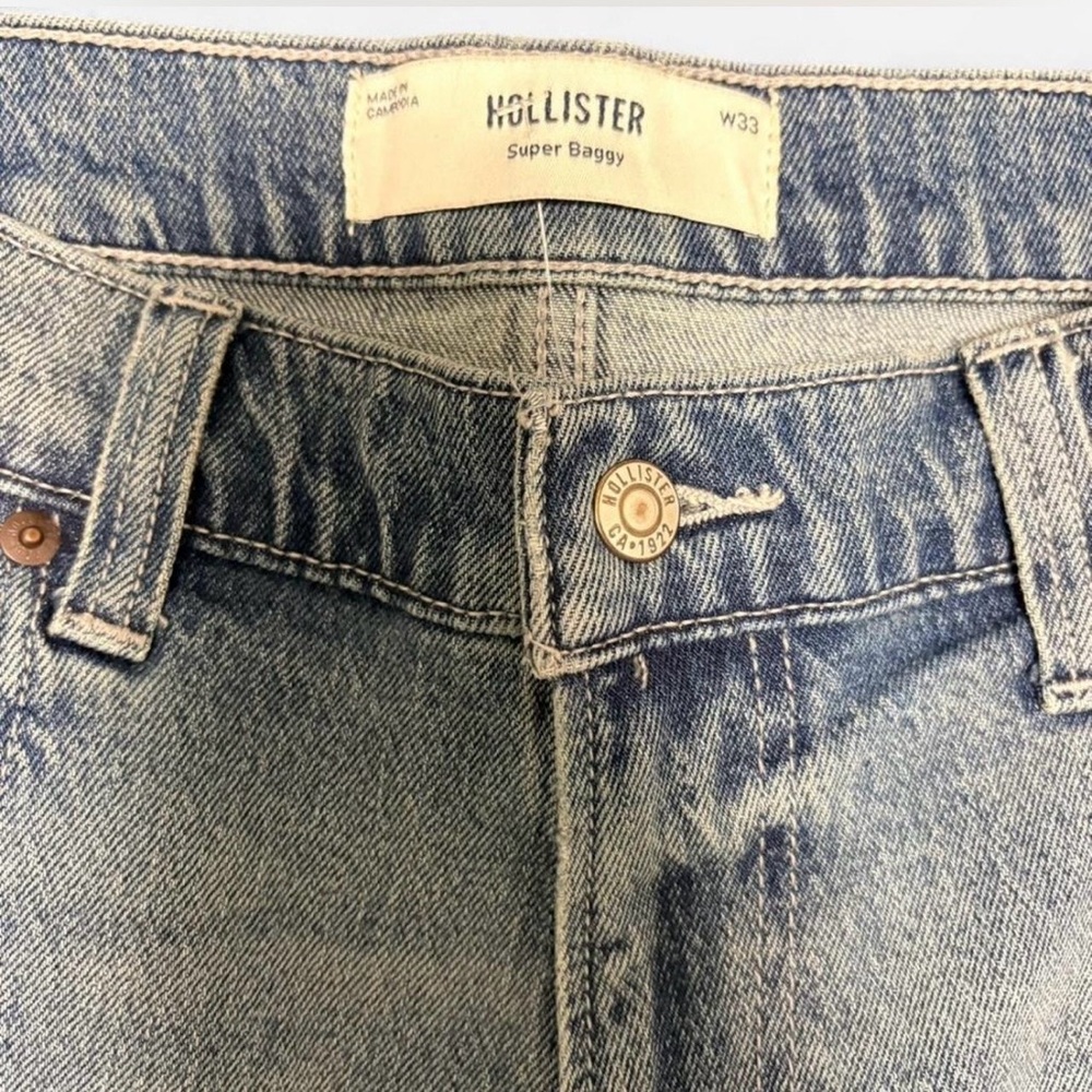 Hollister Light Wash Denim Shorts Tasmanian Devil Looney Tunes Y2K Skater Baggy - Picture 3 of 4